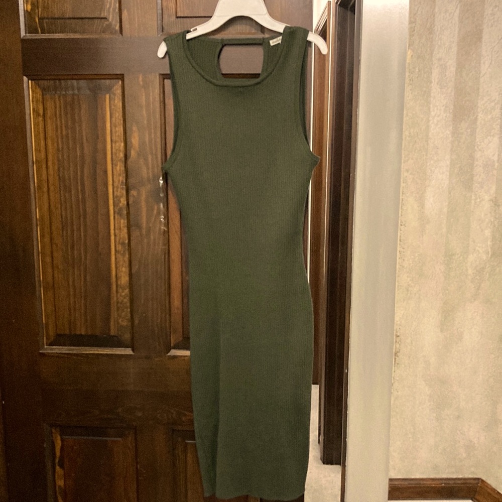 Olive green dress from Charlotte Russe, sleeveless and mid length